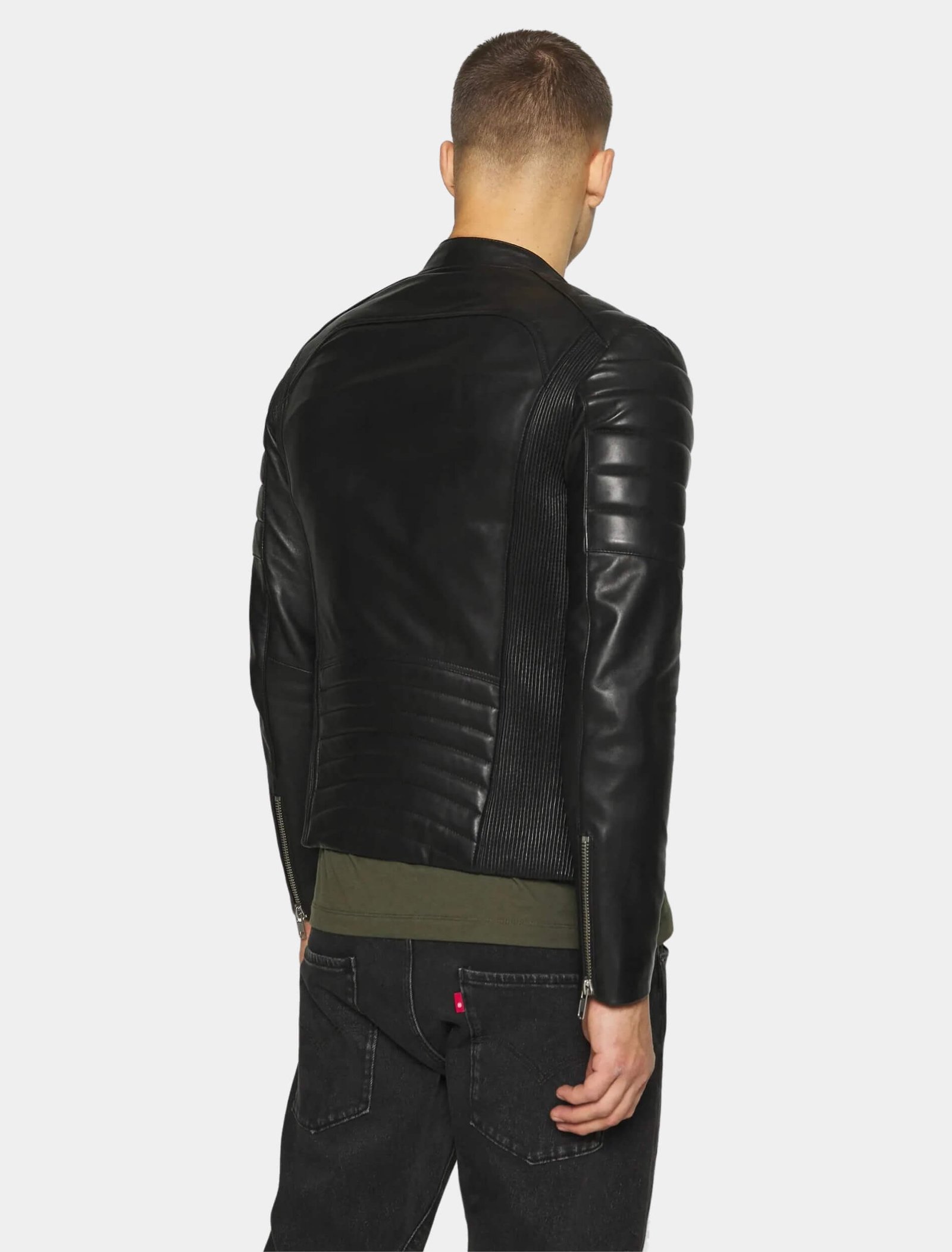 Men Gladiator Black Leather Biker Jacket Back