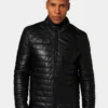 Mens Classic Black Quilted Leather Jacket