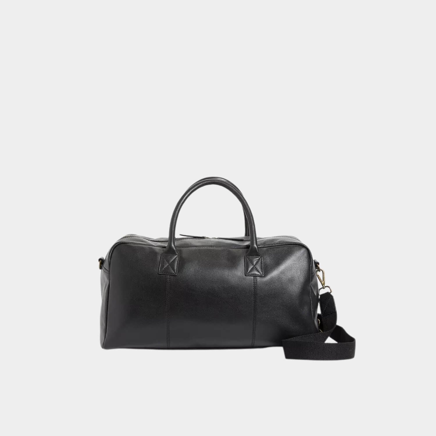 Classy Black Leather Duffle Bag Front