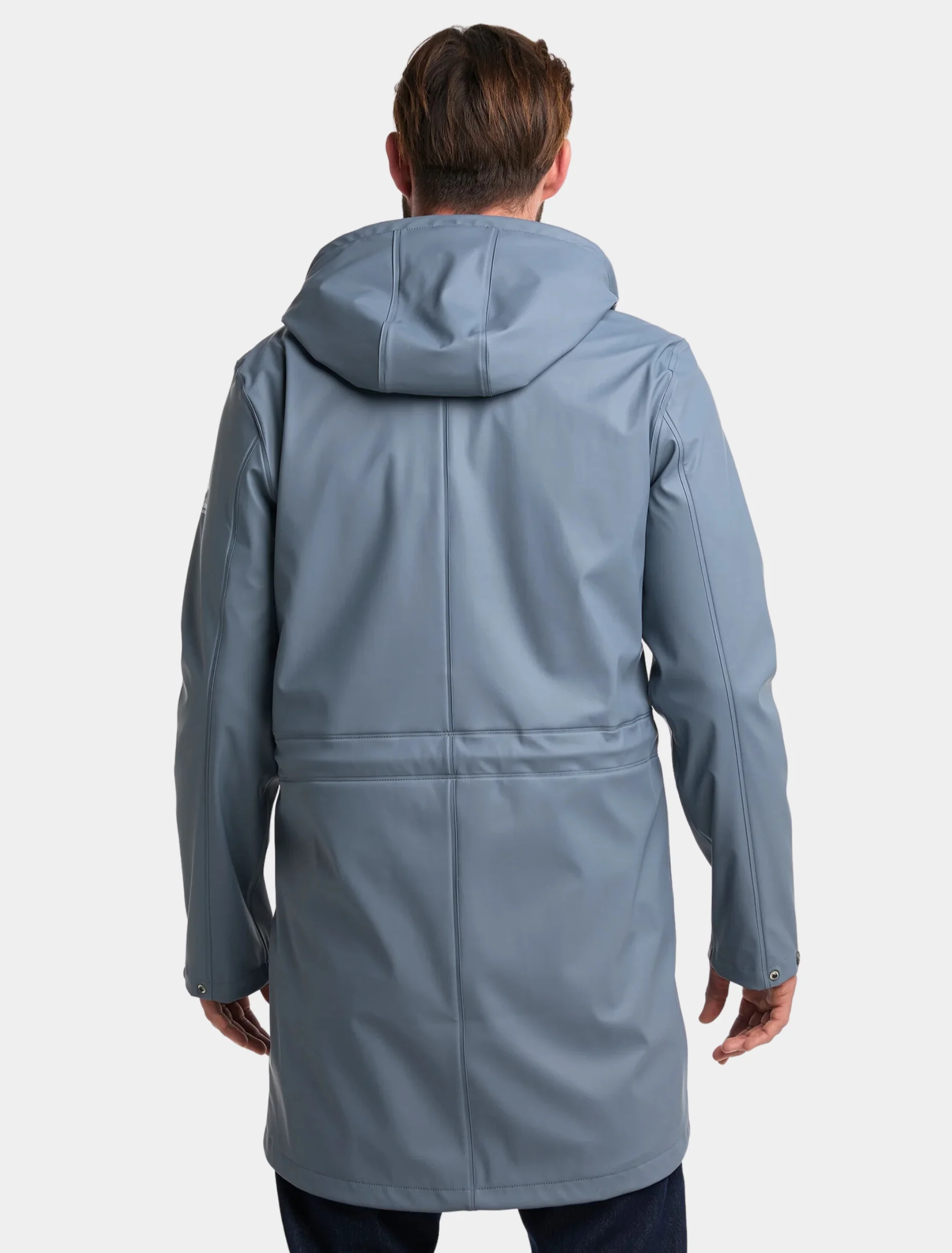 Mens Classy Blue Hooded Parka Jacket Back