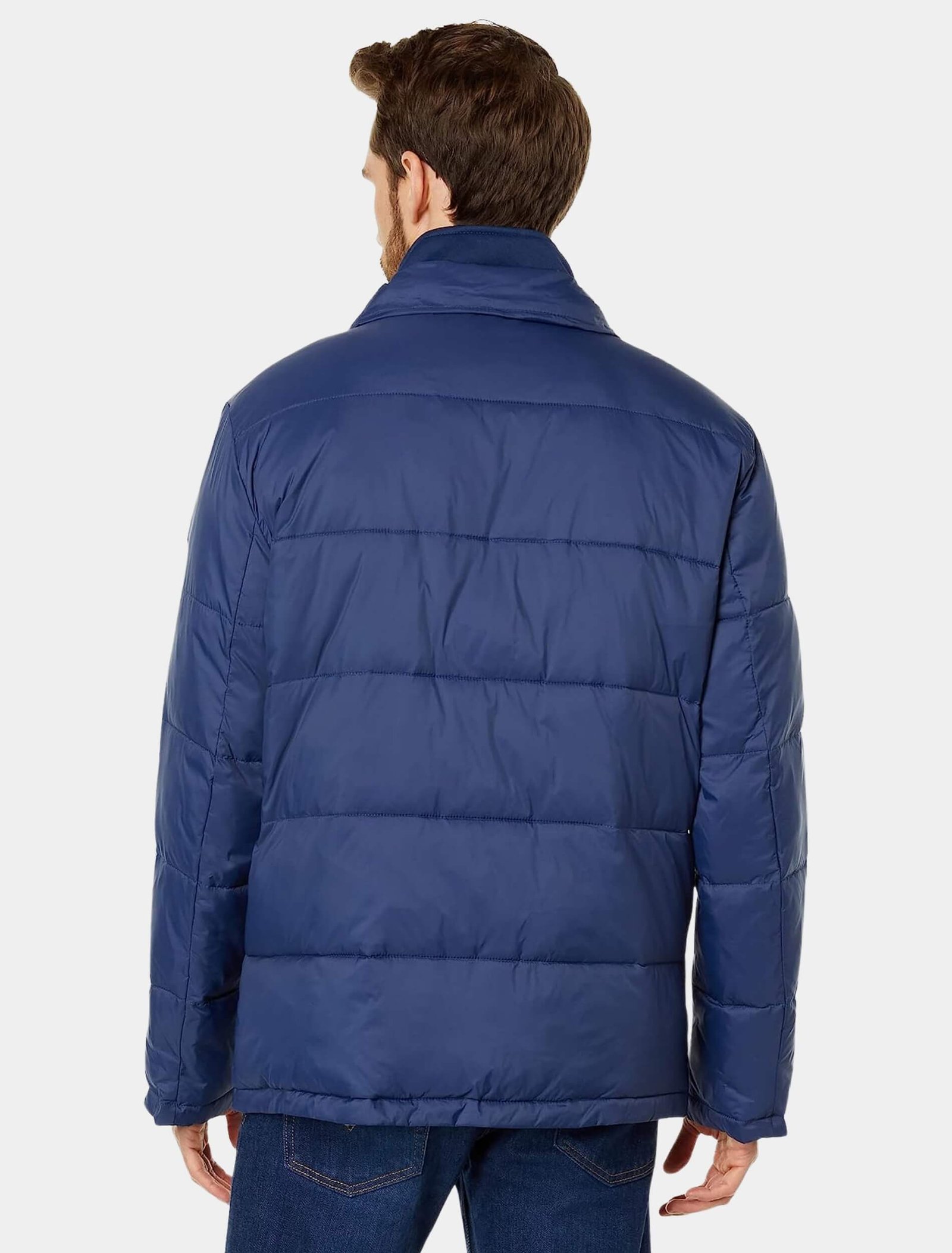 Mens Classy Blue Puffer Jacket Back