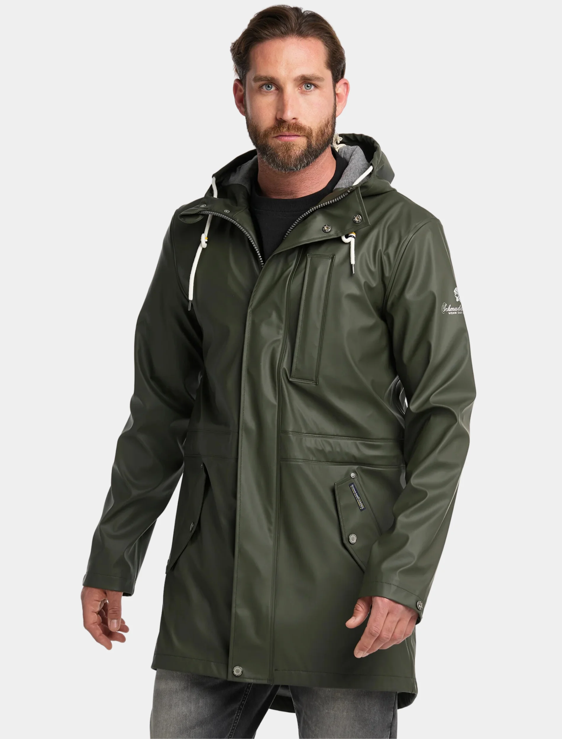 Mens Classy Dark Green Hooded Parka Jacket