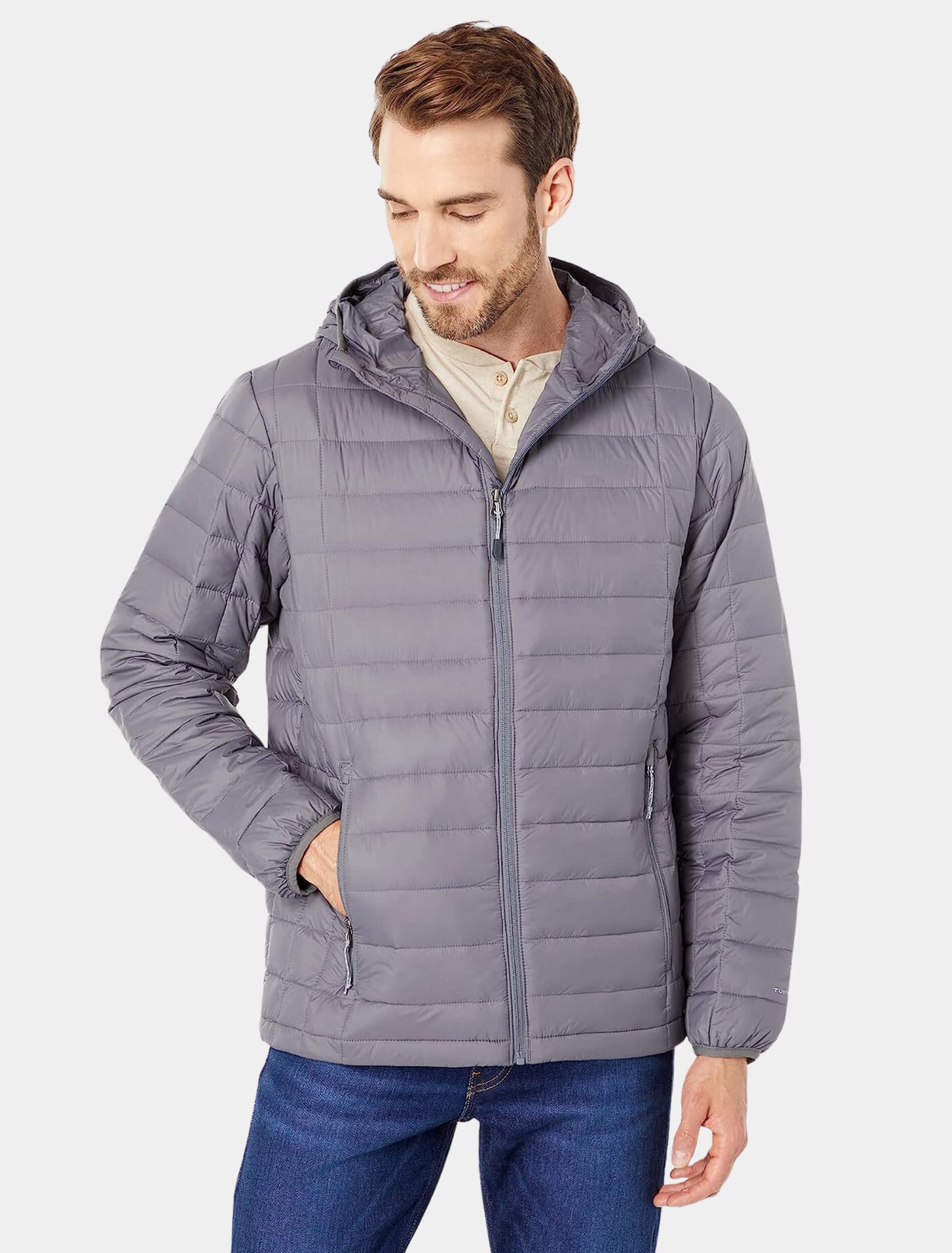 Mens Classy Grey Hooded Puffer Jacket