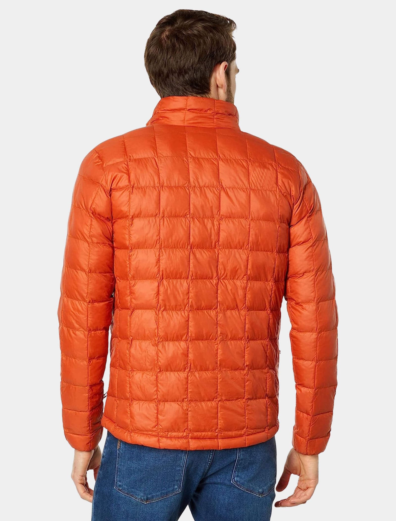 Mens Classy Orange Quilted Puffer Jacket Back