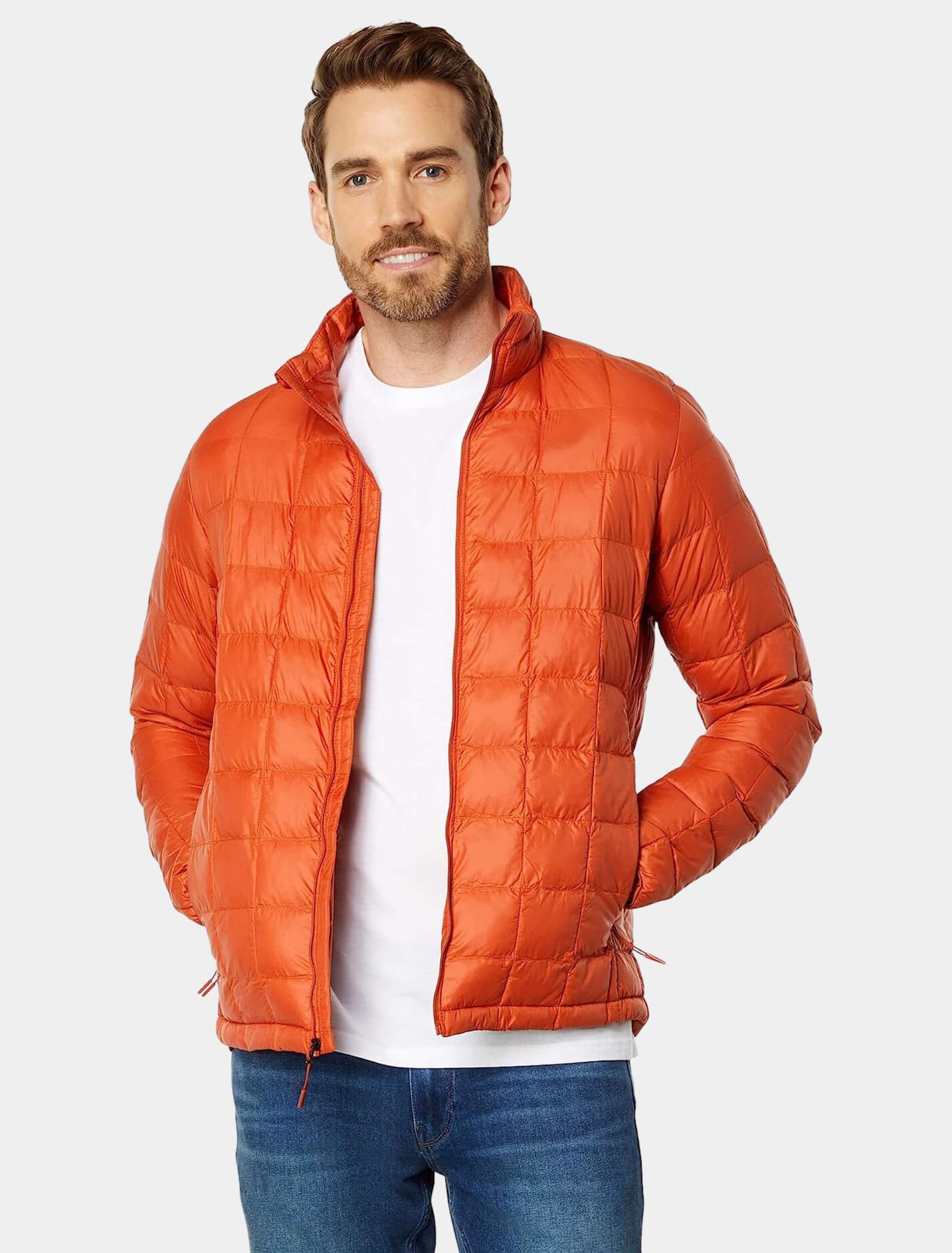 Mens Classy Orange Quilted Puffer Jacket