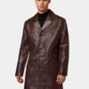 Mens John Brown Leather Trench Coat