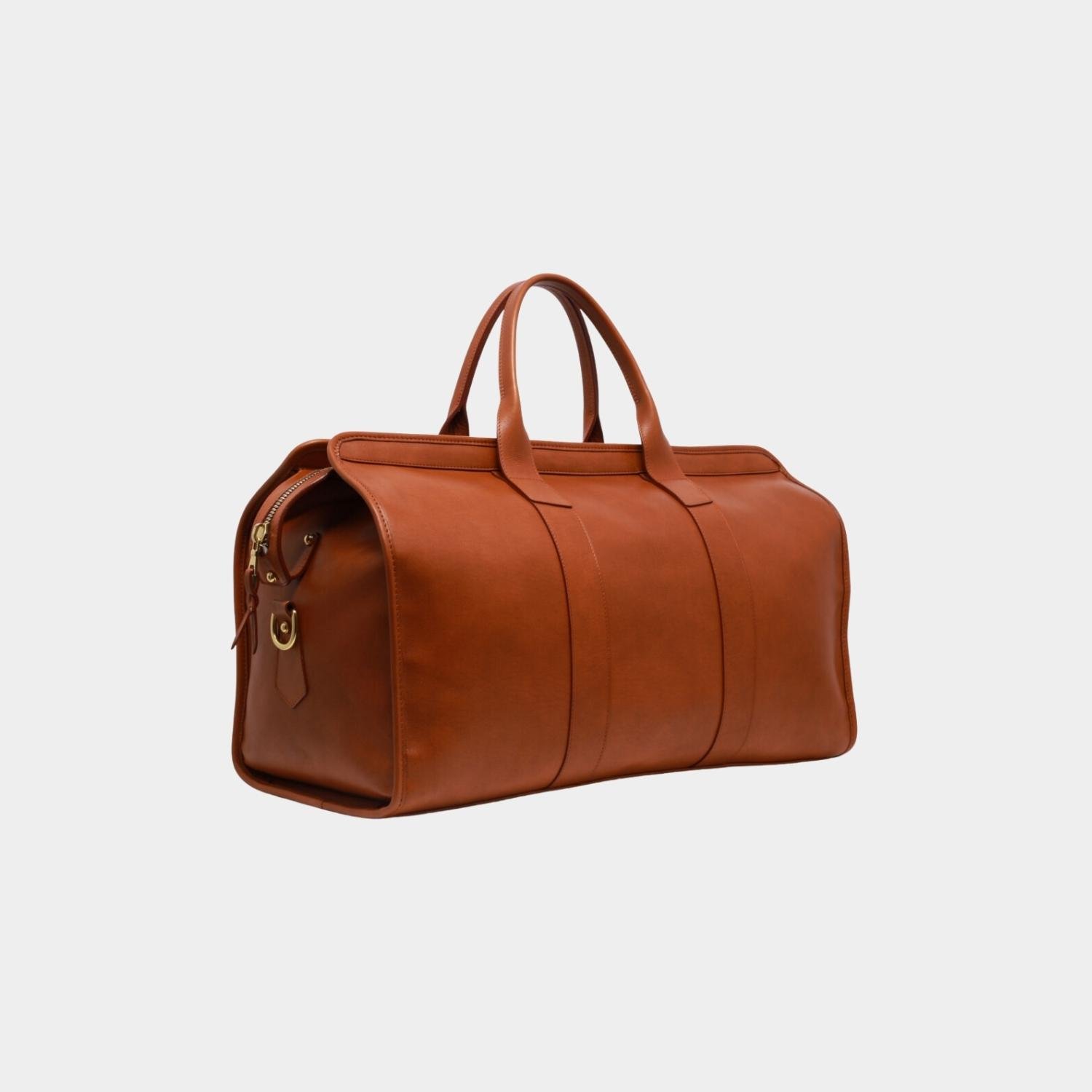 Signature Leathe Tan Duffle Bag Front