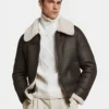 Mens Classic Dark Brown Shearling Leather Jacket