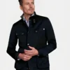 Mens Classic Navy Blue Cotton Safari Jacket