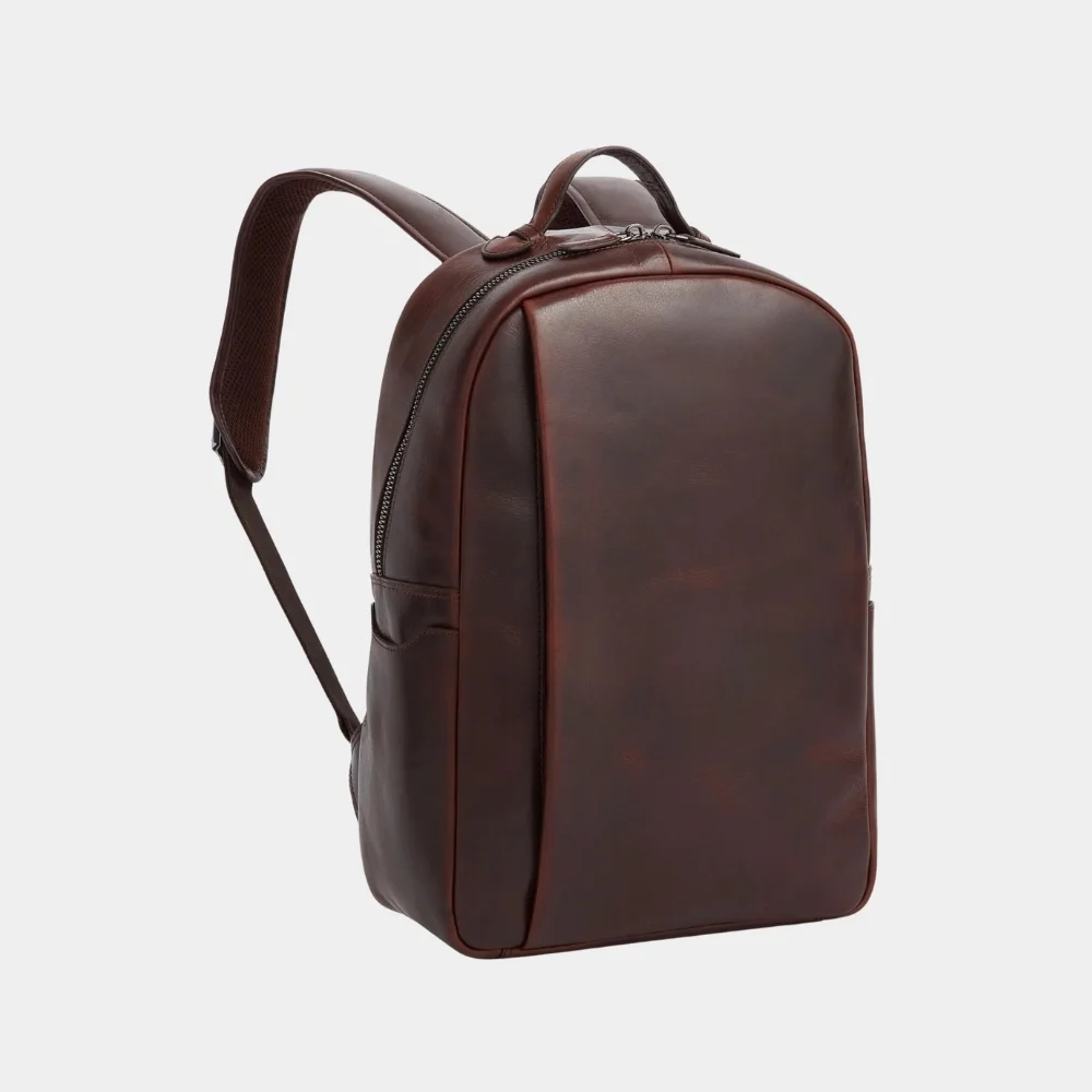 Buy Classy Dark Brown Leather Backpack Special For Travellers side details