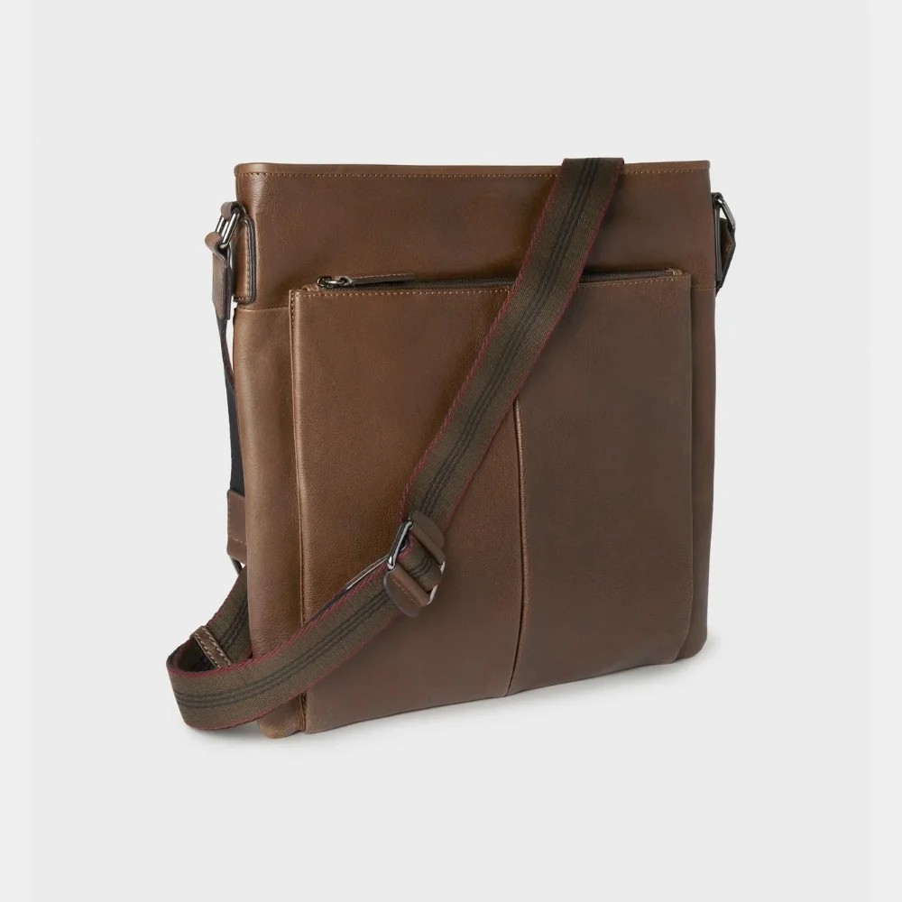 Premium Brown Leather Crossbody Bag Side Detail