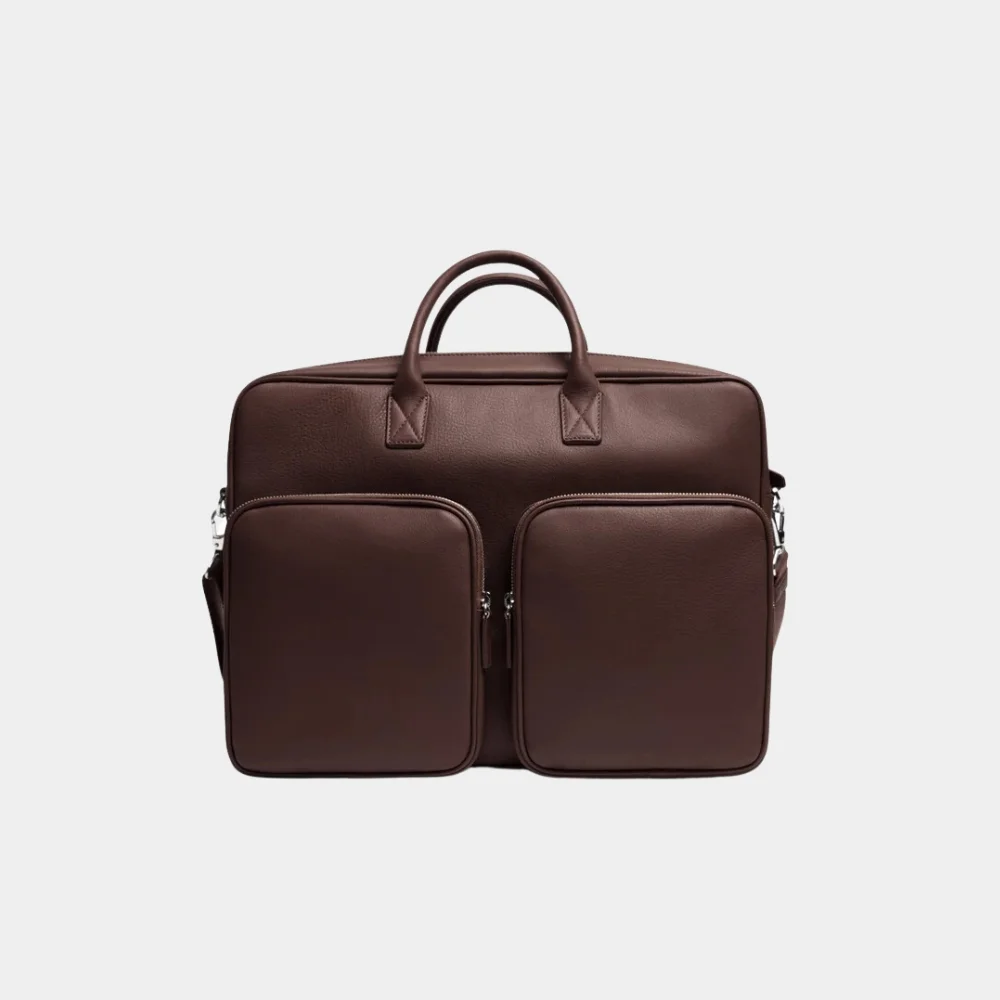 Premium Brown Leather Large Laptop Briefcase Bag