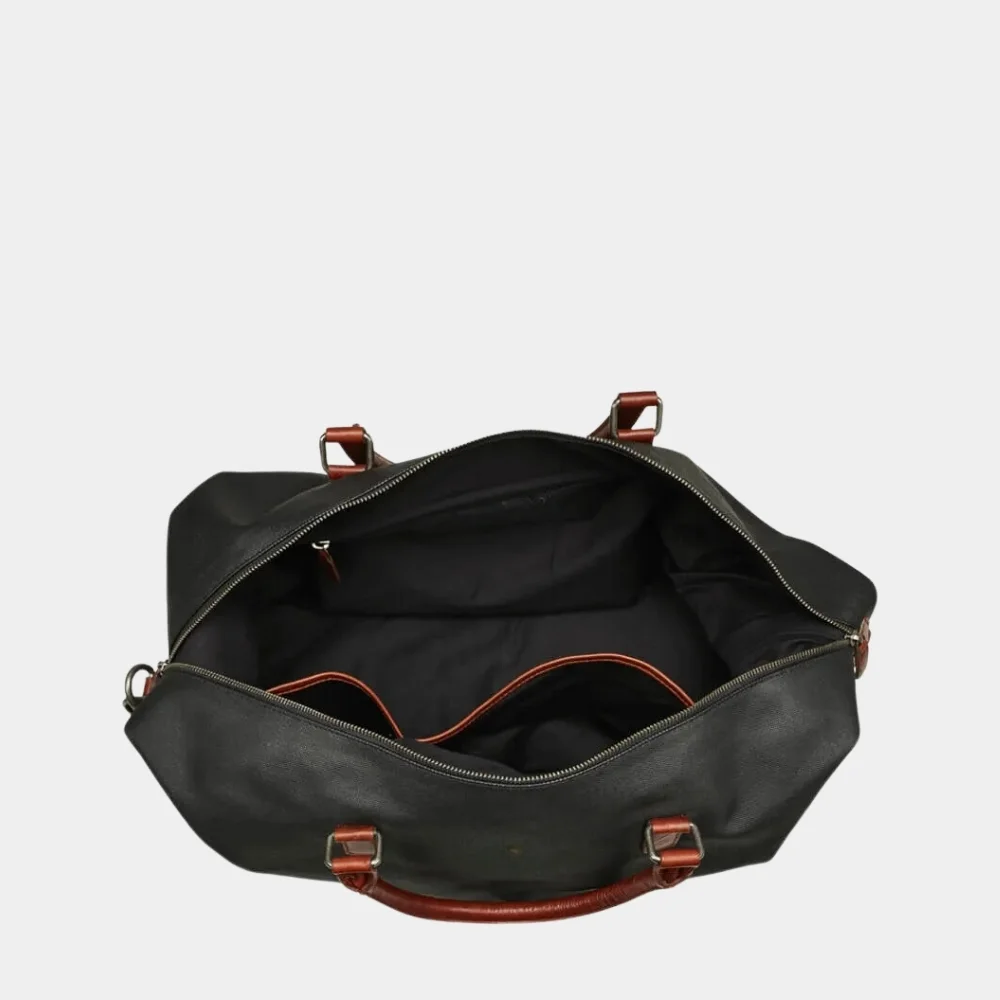 Stylish Black Leather Duffle Bag Inner Detail