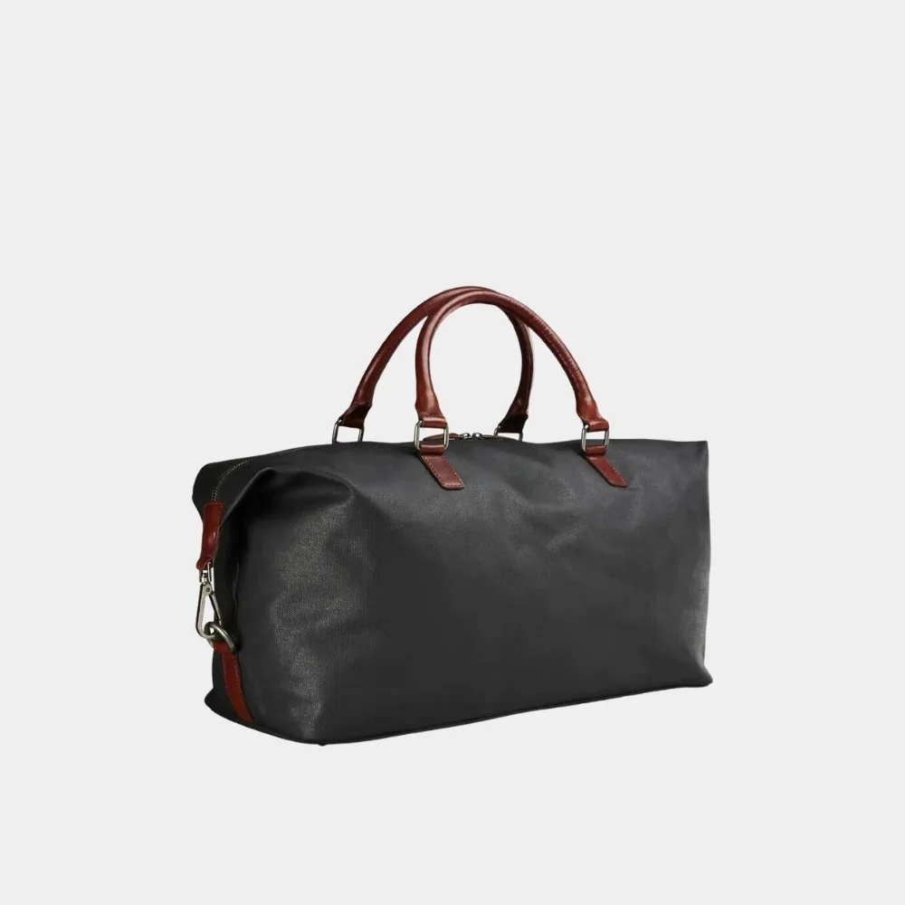 Stylish Black Leather Duffle Bag