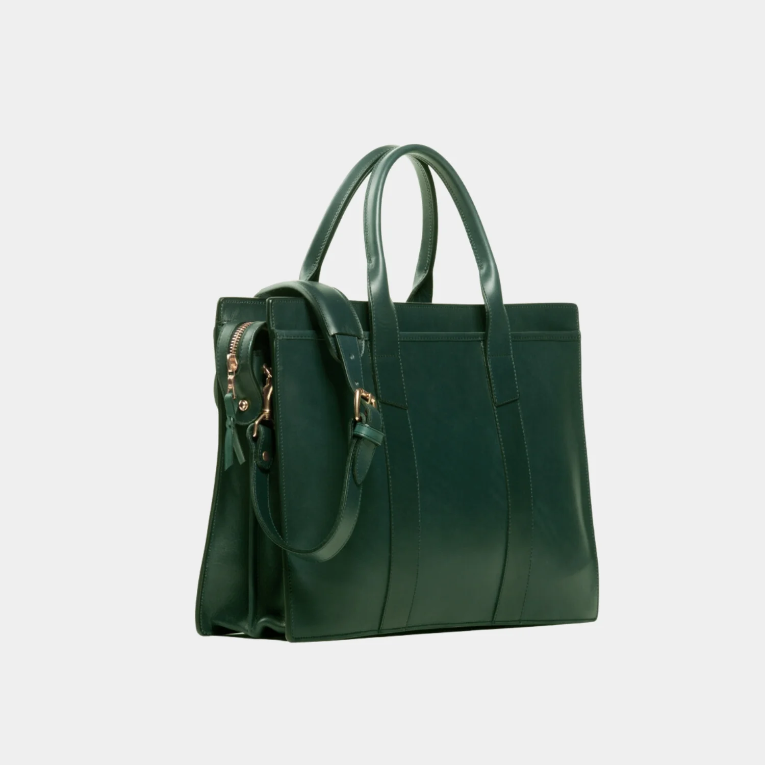 American Style Classy Green Leather Laptop Briefcase Bag Side Pose