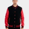 Mens Classic Black and Red Wool College Varsity Jacket