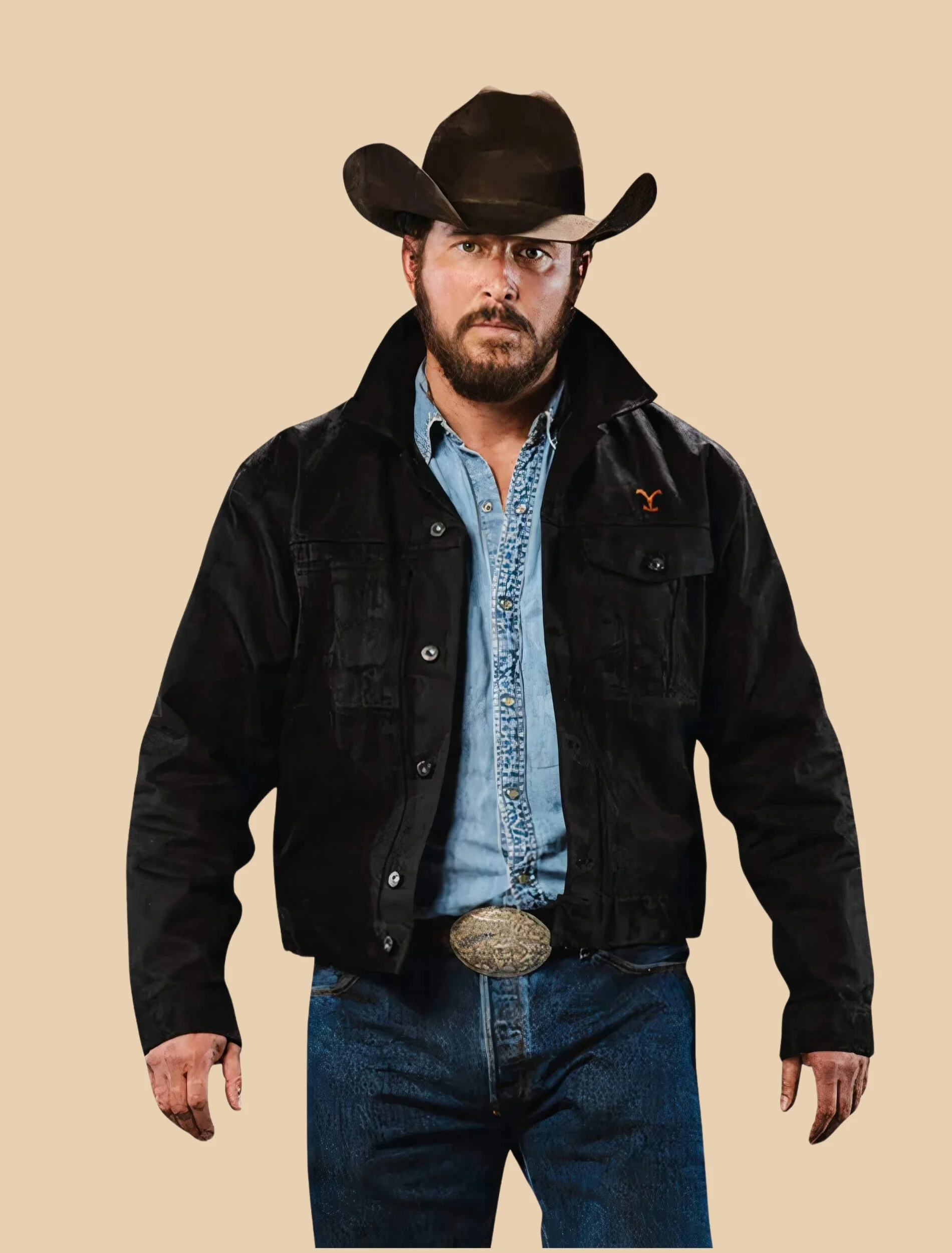 Cole Hauser Yellowstone Rip Wheeler Black Cotton or Suede Jacket