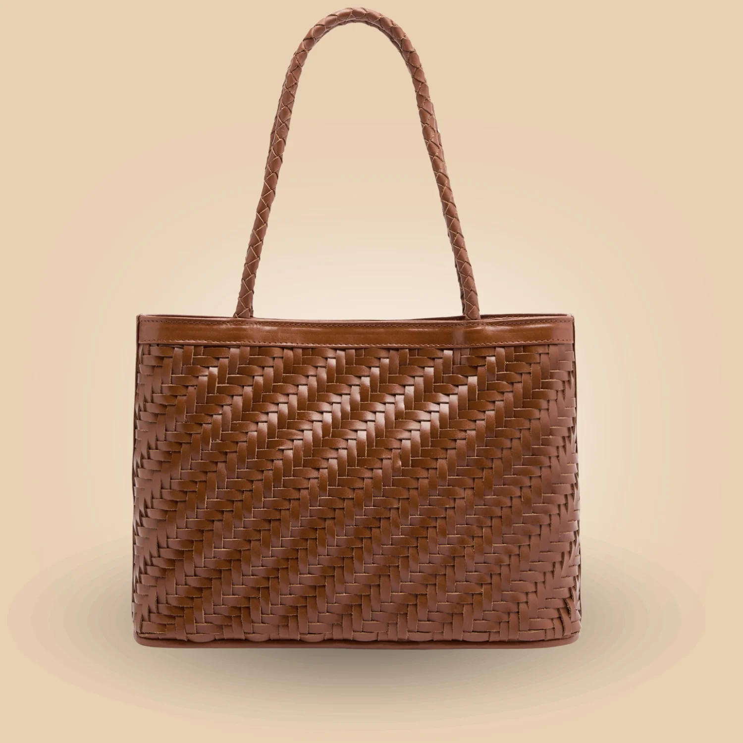 Shop Stylish Handmade Dark Brown Leather Woven Tote Bag For Women