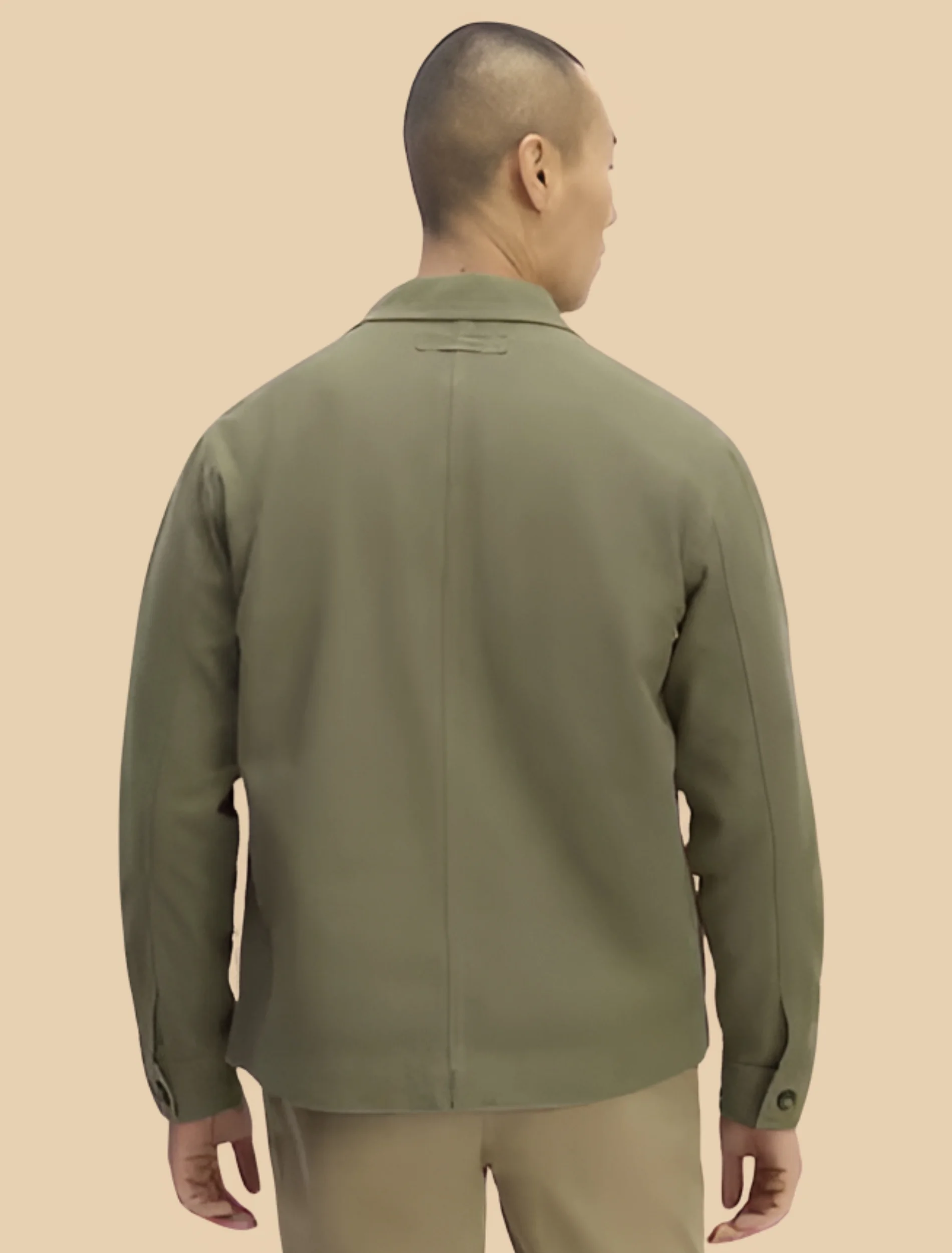 Mens Classic Olive Green Organic Cotton Chore Jacket Back