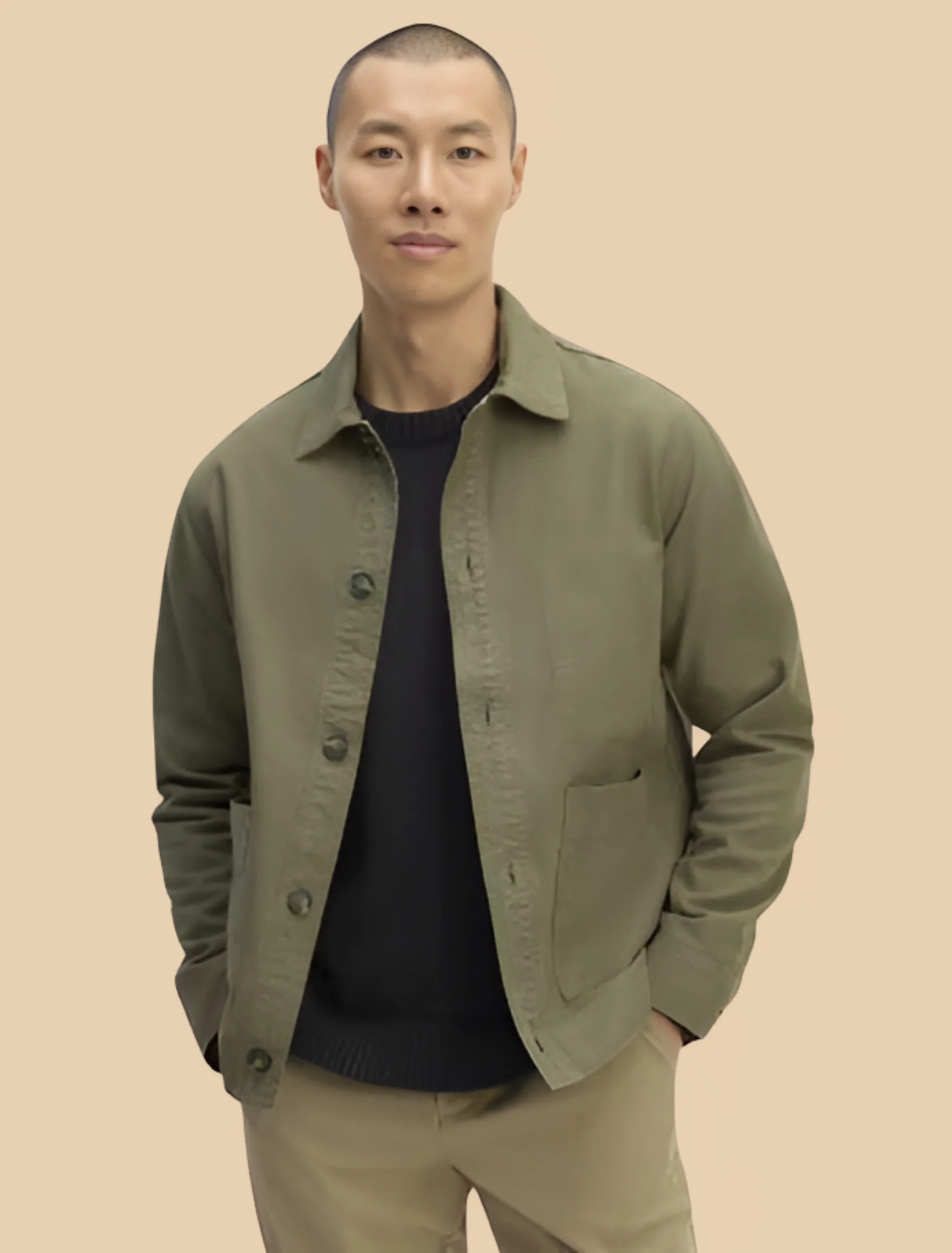 Mens Classic Olive Green Organic Cotton Chore Jacket