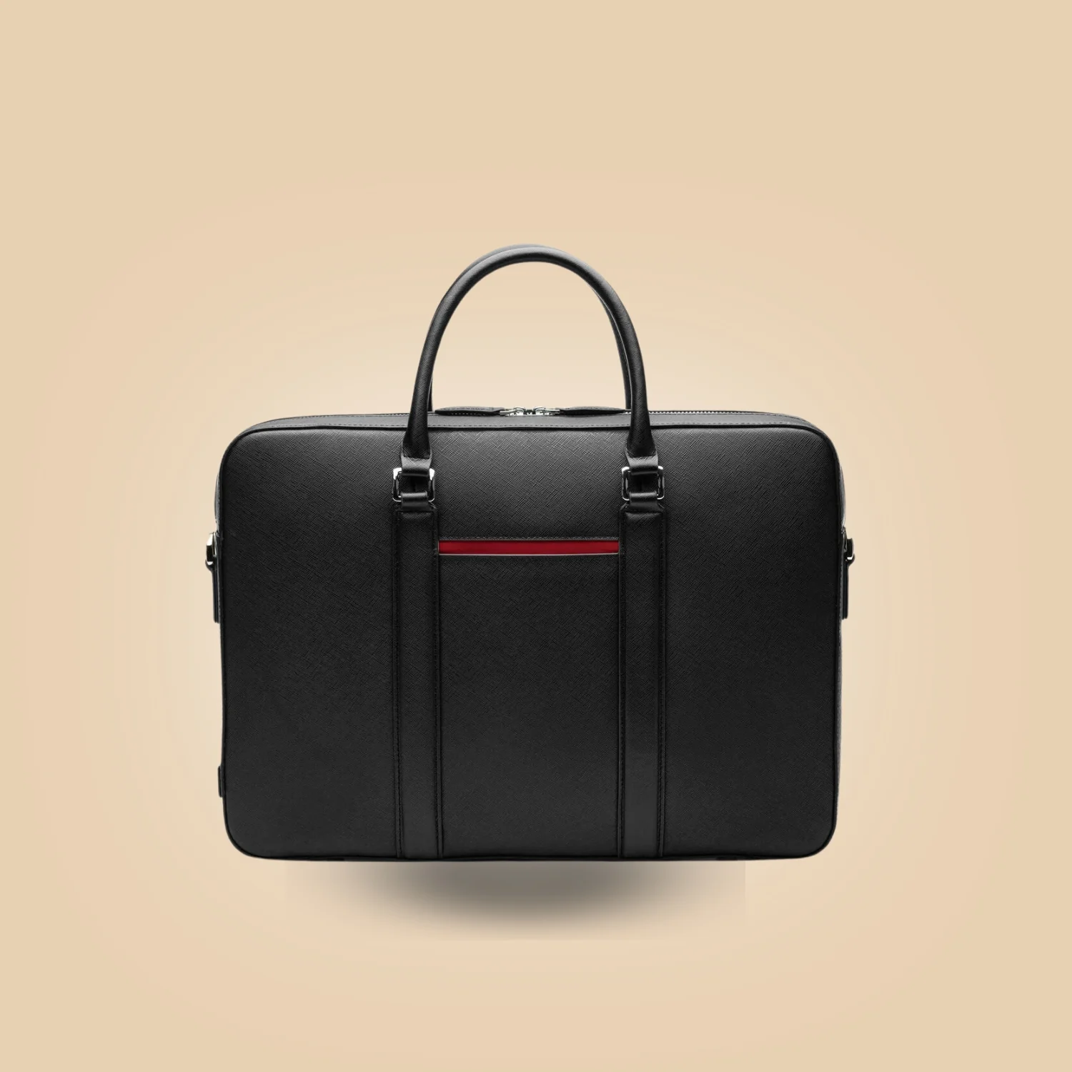 Mens Classy Black Leather Deluxe Laptop Briefcase Bag