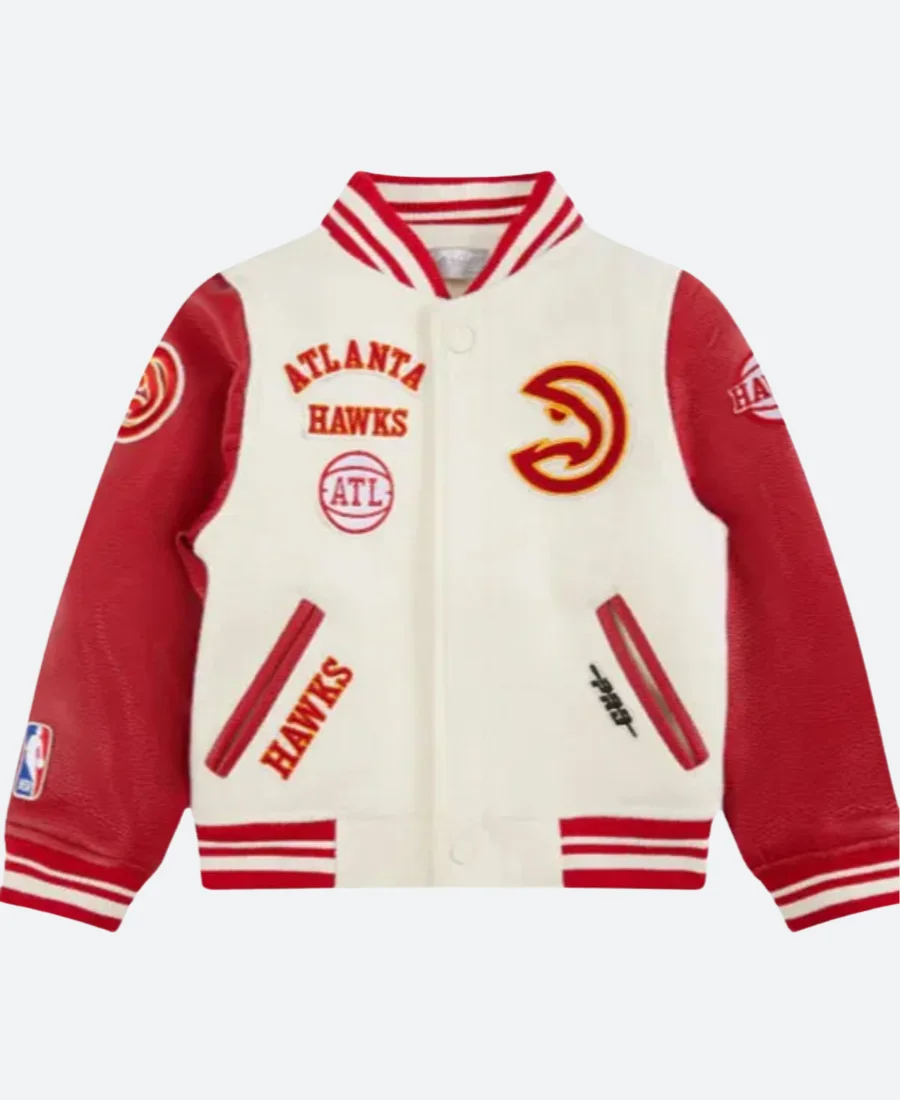 Atlanta Hawks Letterman Red & White Varsity Jacket