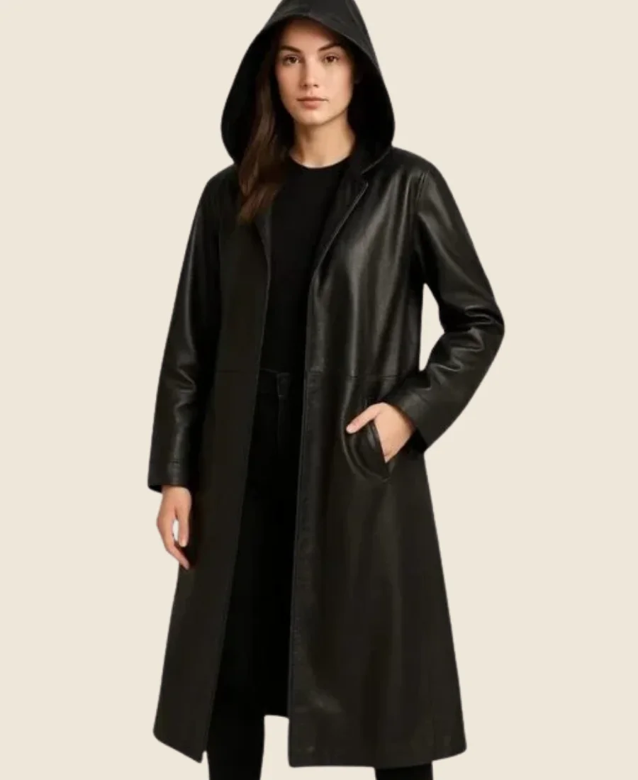 Ballerina 2025 Ana de Armas Leather Trench Coat
