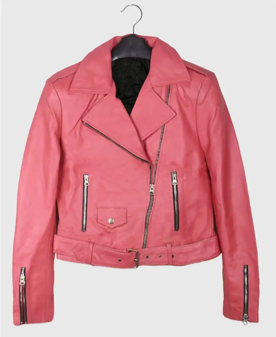 Barbie Pink Leather Jacket Front Image