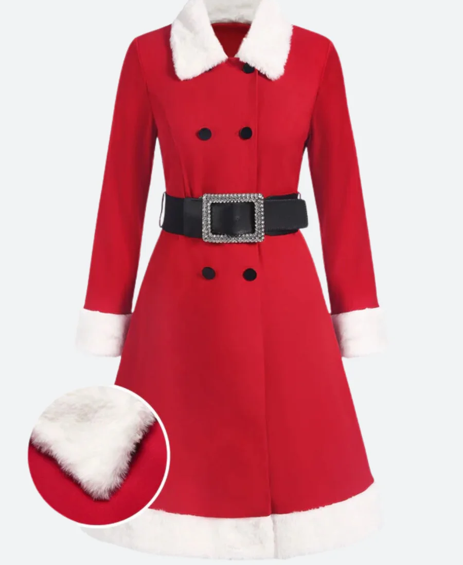 Christmas Double Breasted Belted Coat