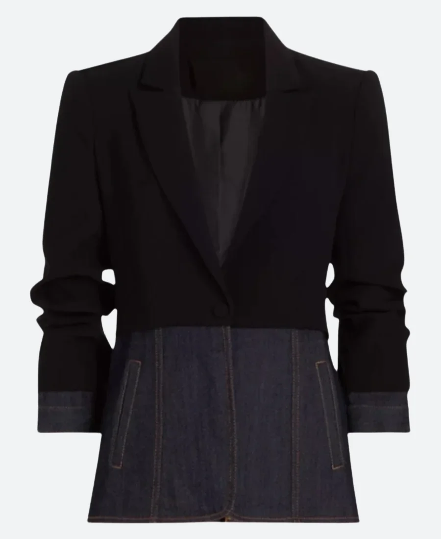 Found S02 Lacey Quinn Denim Mixed Media Blazer