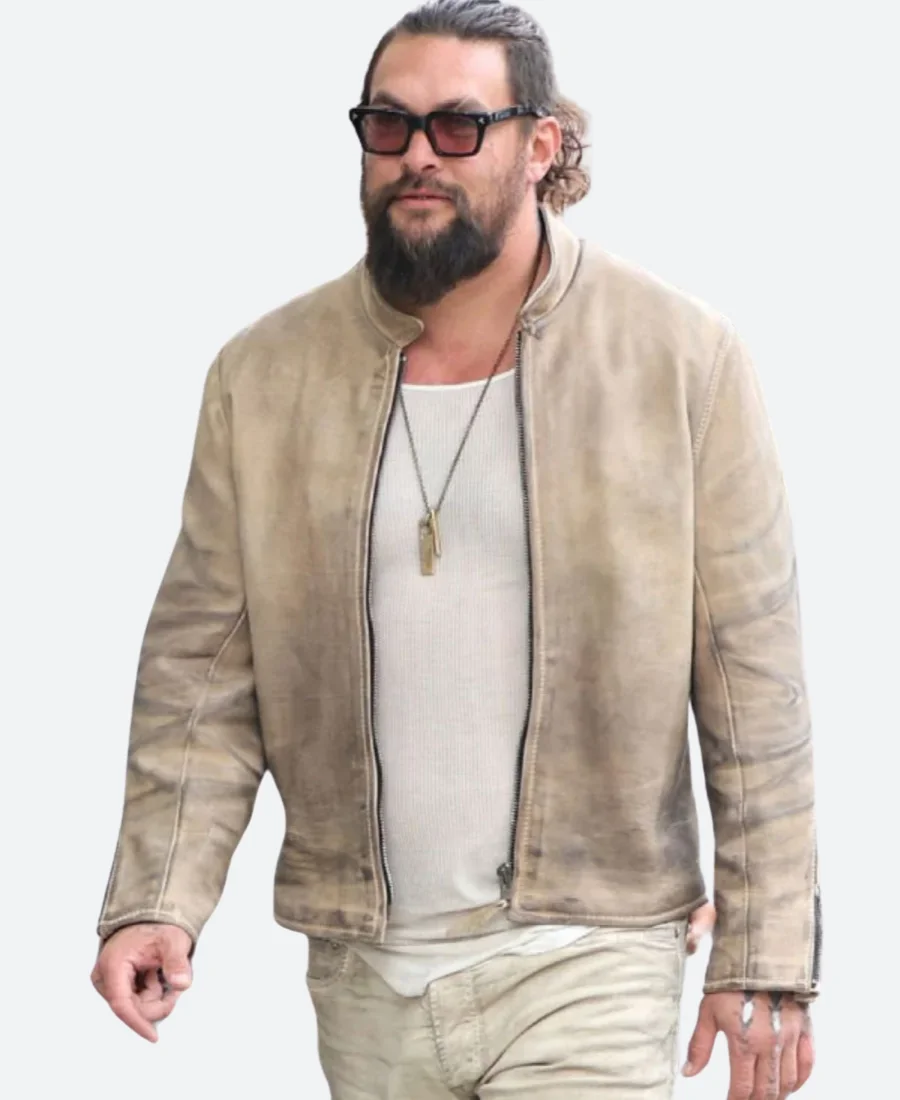 Jason Momoa NYC 2025 Brown Leather Jacket