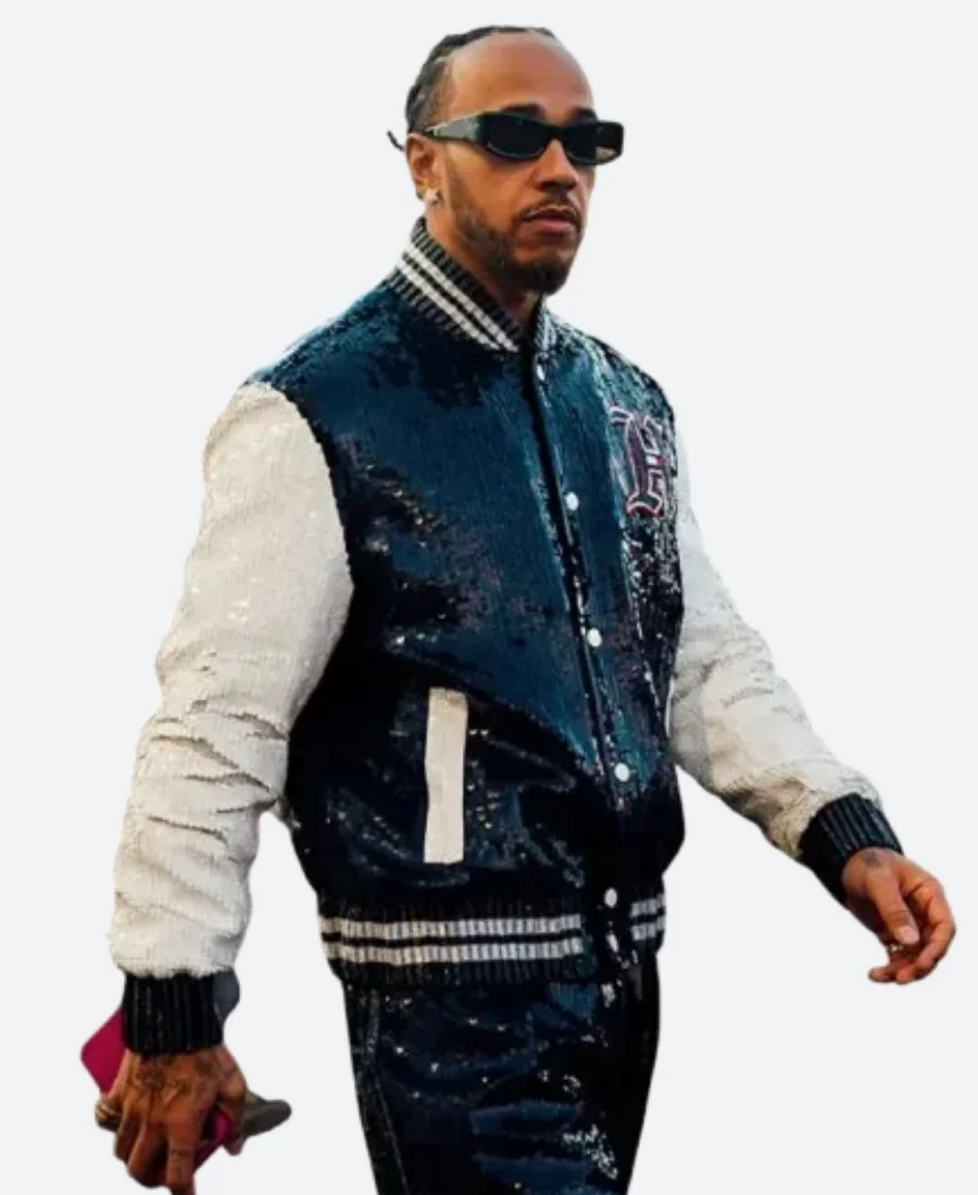 Las Vegas Grand Prix Lewis Hamilton Sequin Varsity Jacket