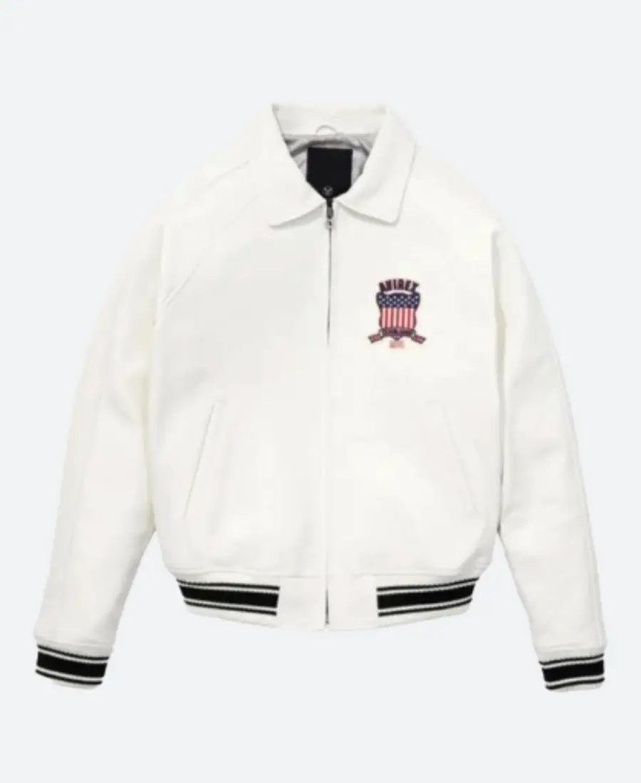 Lethal Bizzle Avirex White Leather Jacket