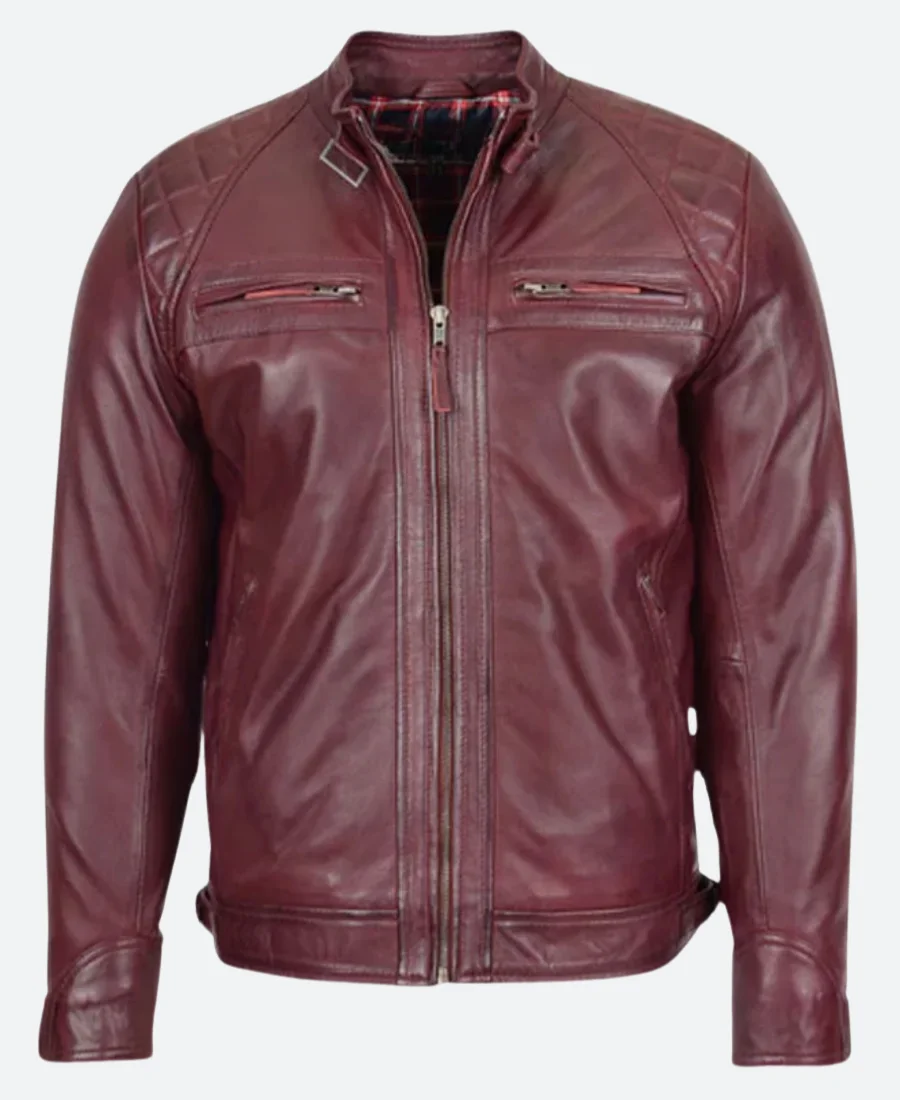 Maroon Classic Biker Leather Jacket