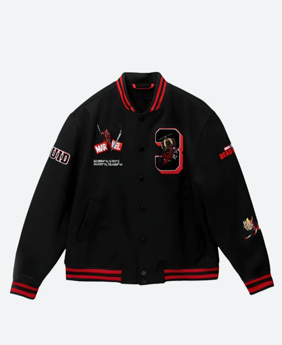 Marvel Deadpool 3 Varsity Jacket