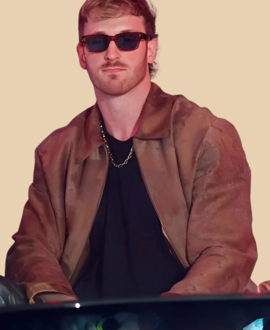 Mike Tyson vs Jake Paul Fight Logan Paul Leather Jacket Front Image