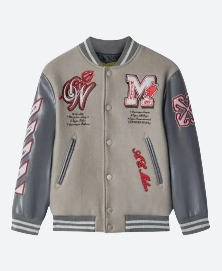 Off White Ac Milan Letterman Varsity Jacket