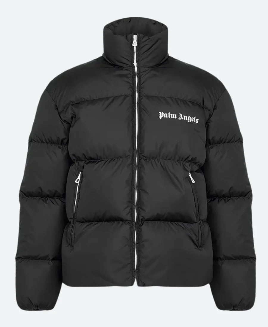Palm Angels White Stripped Puffer Jacket