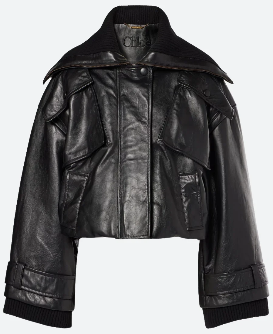 Paris Fashion Week 2024 Sienna Miller Leather Jacket