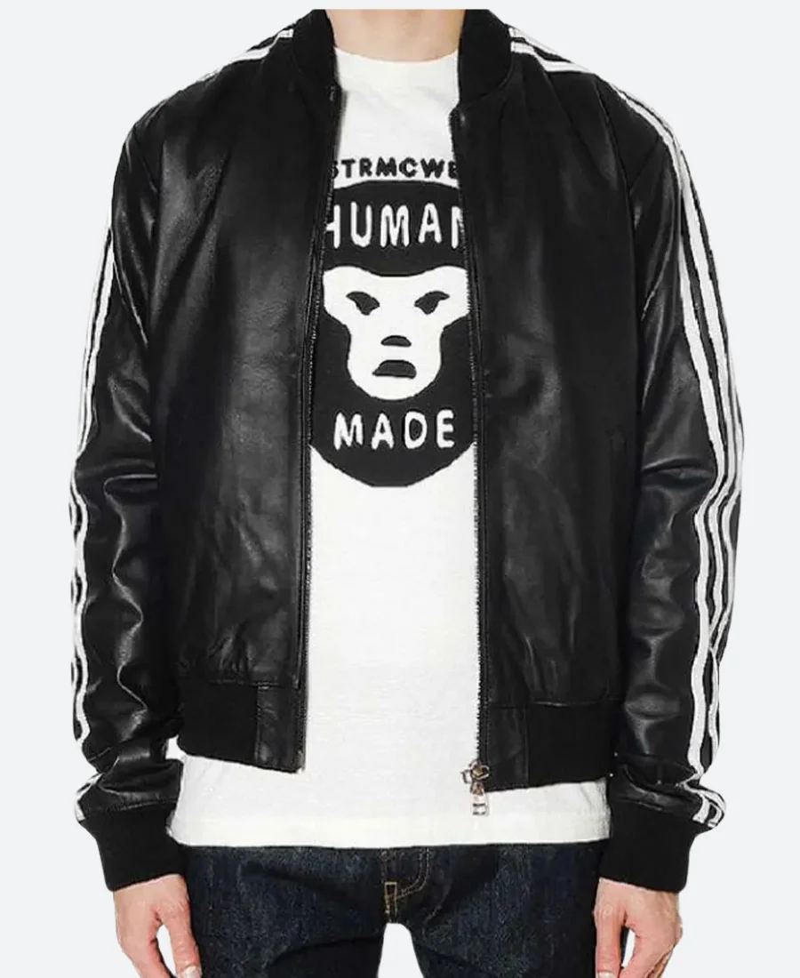 Pharrell Williams Striped Leather Jacket