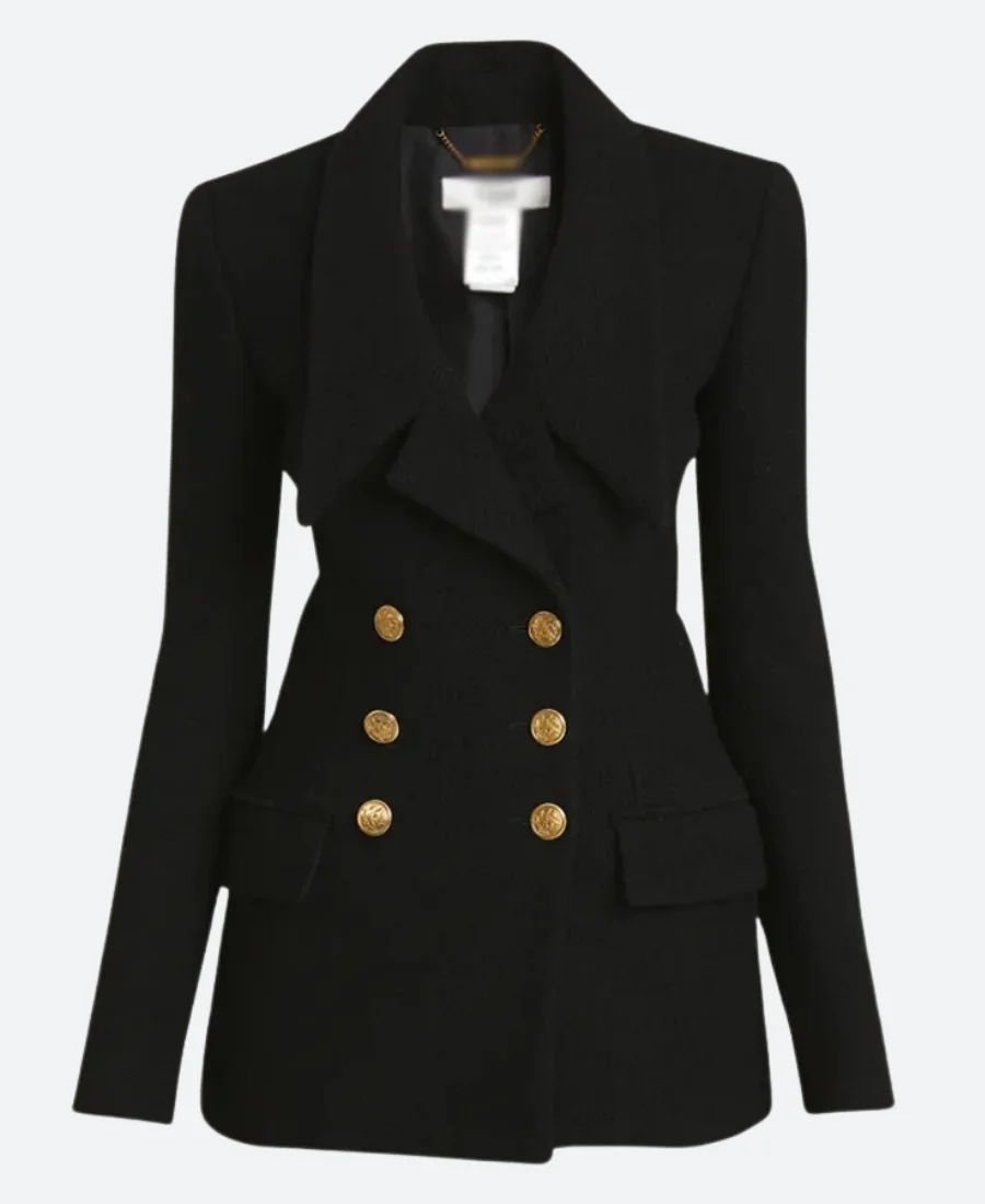 Press Junket Lily Collins Black Blazer