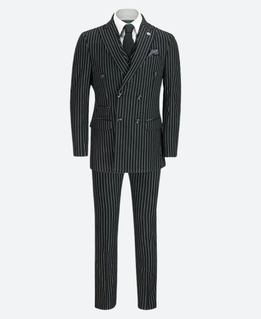 Wendell 1920s Fashion Black Stripped Suit